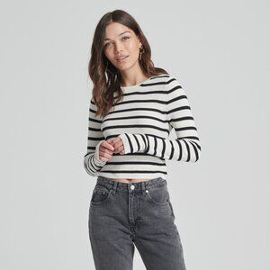 Naadam Striped Summer Silk Cropped Top Size S